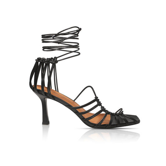 SIMIJAH 85MM FLUTED SANDAL IN BLACK